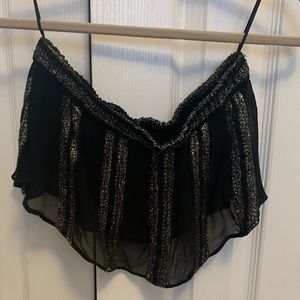 Free People Black and Gold Crop Top